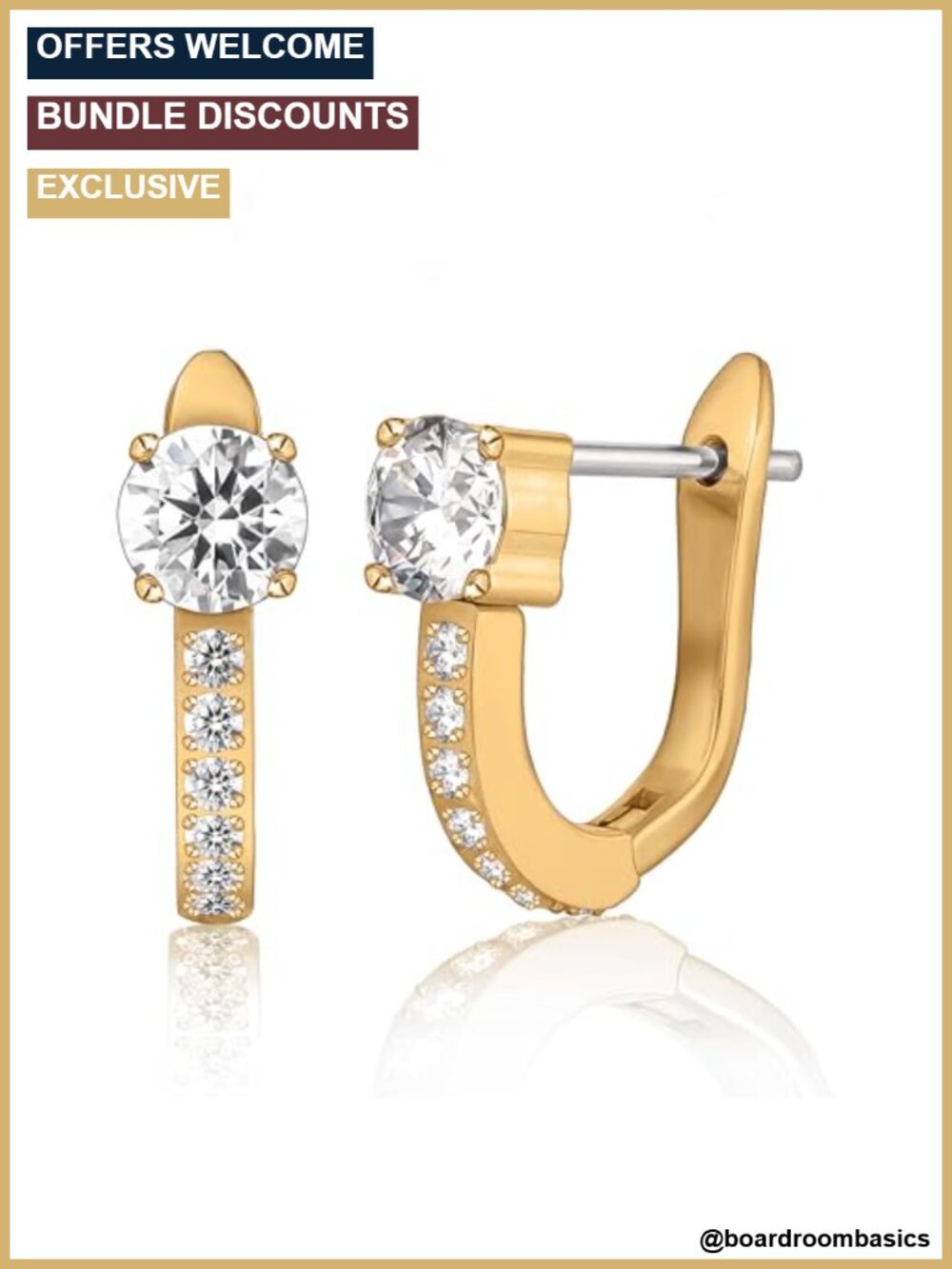 Implant Grade Titanium Huggie Hoop Earrings Cubic Zirconia